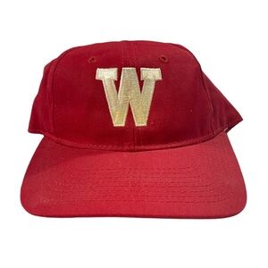 Vintage Ohio Wesleyan College SnapBack Hat Red White University Square